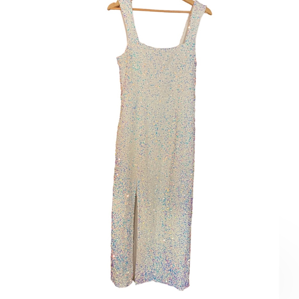 Show Me Your Mumu Eden Midi Dress in White Sparkle Sequin XL - Picture 3 of 8
